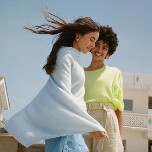 White + Warren Cashmere Two Way Angled Topper Turquoise Blue